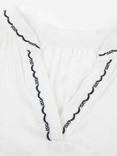 Katelyn Retro V-neck Embroidered Shirt