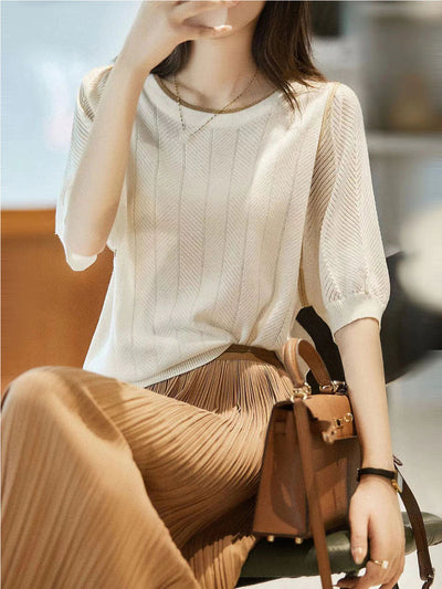 Alexa Retro Crew Neck Knitted Sweater Top