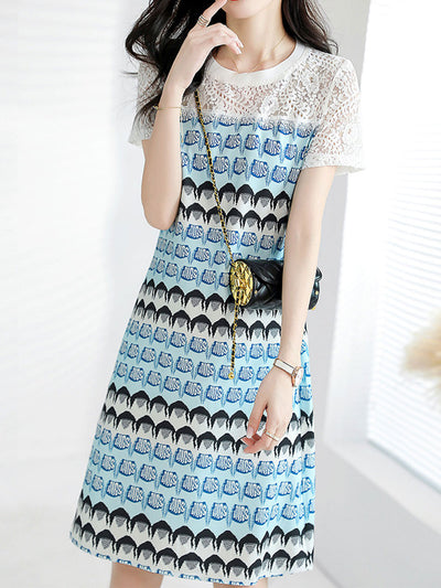 Kaitlyn Elegant Contrast Color Printed Dress
