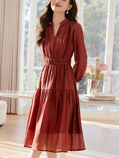 Zoey Elegant V-Neck Waist Chiffon Dress