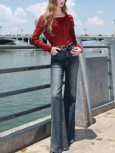 Brianna Off-Neck Bow Knitted Sweater