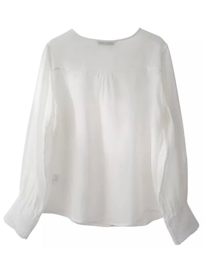 Abigail Vacation V-Neck Solid Color Embroidered Top