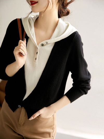 Ava Casual Hooded Knitted Sweater