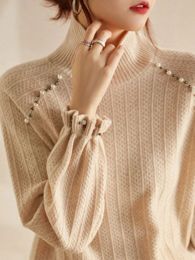 Sophia Retro Loose Pullover Beaded Sweater