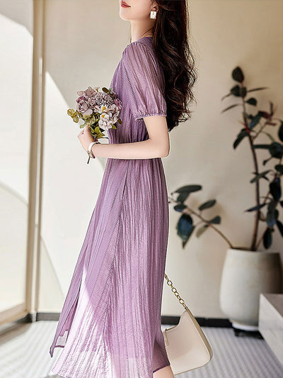 Abigail Elegant Textured Chiffon Dress