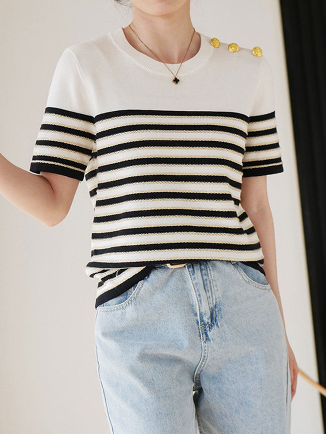 Ava Casual Loose Striped Knitted Top