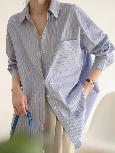 Bailey Loose Lapel Striped Shirt
