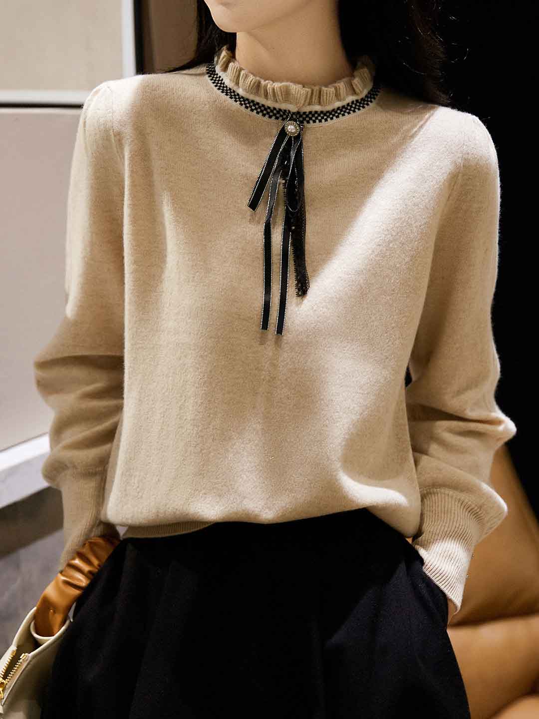 Kaitlyn Retro Turtleneck Auricular Knitted Top