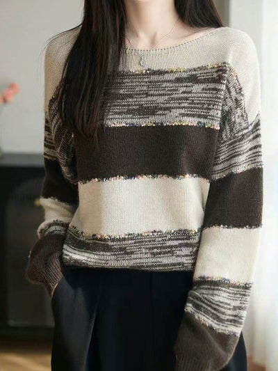 Molly Loose Crew Neck Contrastted Knitted Sweater