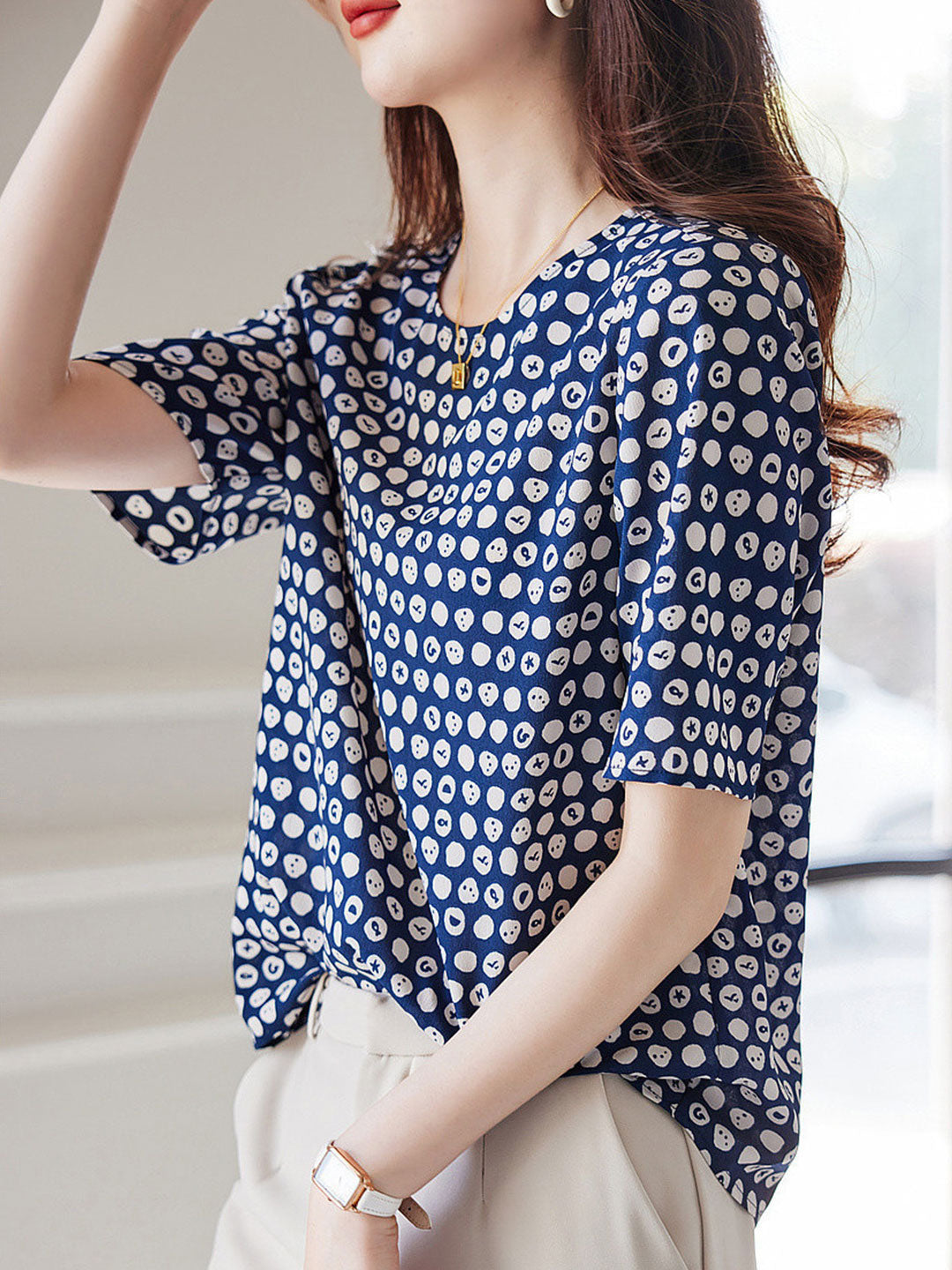 Isabella Classic Chiffon Polka Dot Printed Top