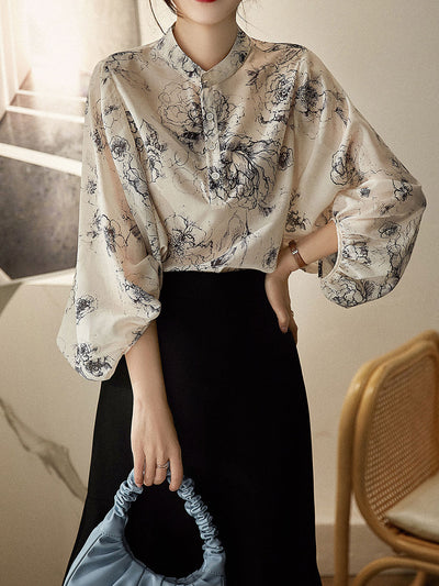 Andrea Elegant Printed Panel Top