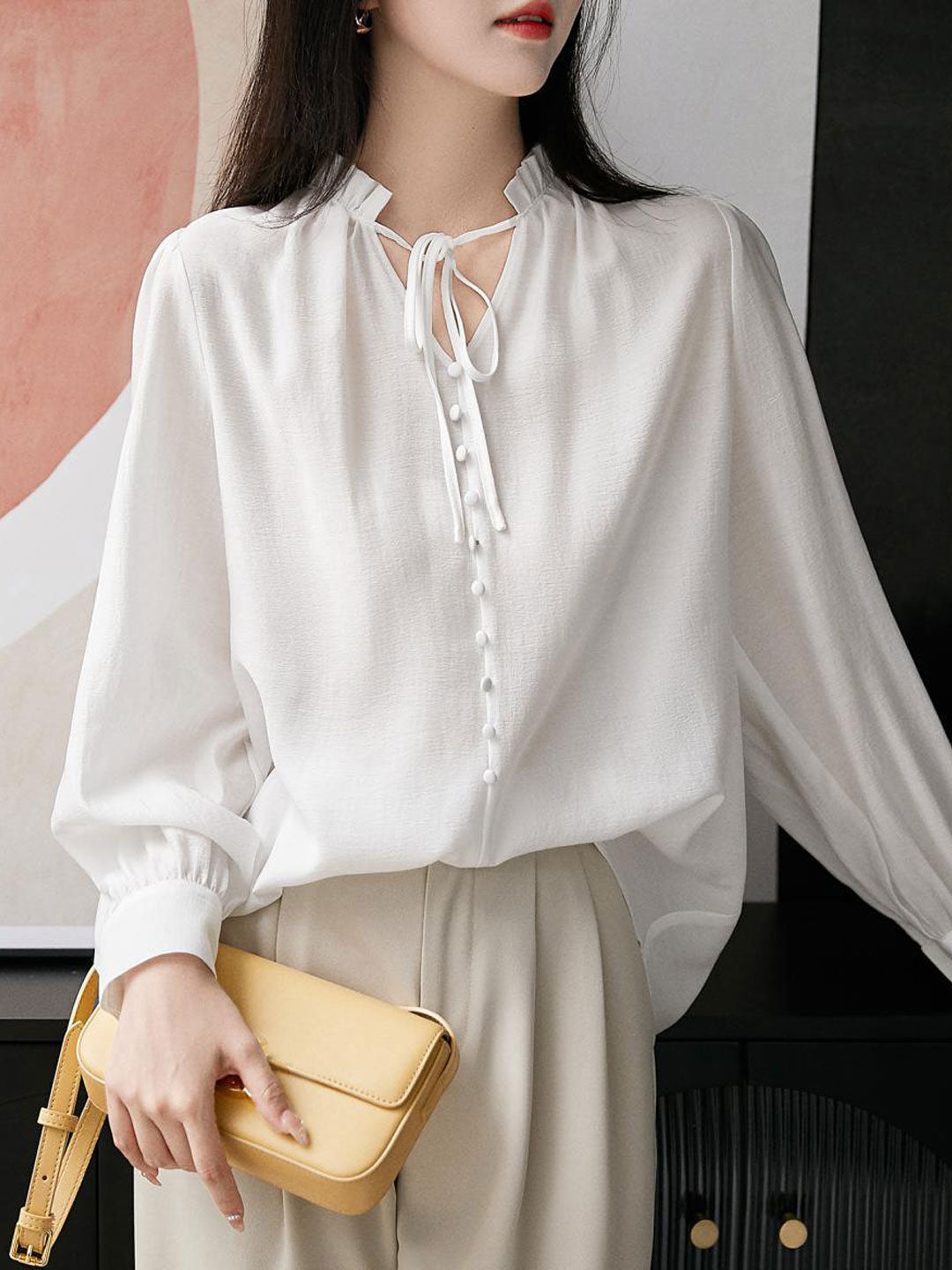 Caroline Casual Auricular Lantern Sleeve Shirt