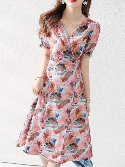 Ava Elegant Printed Chiffon Dress