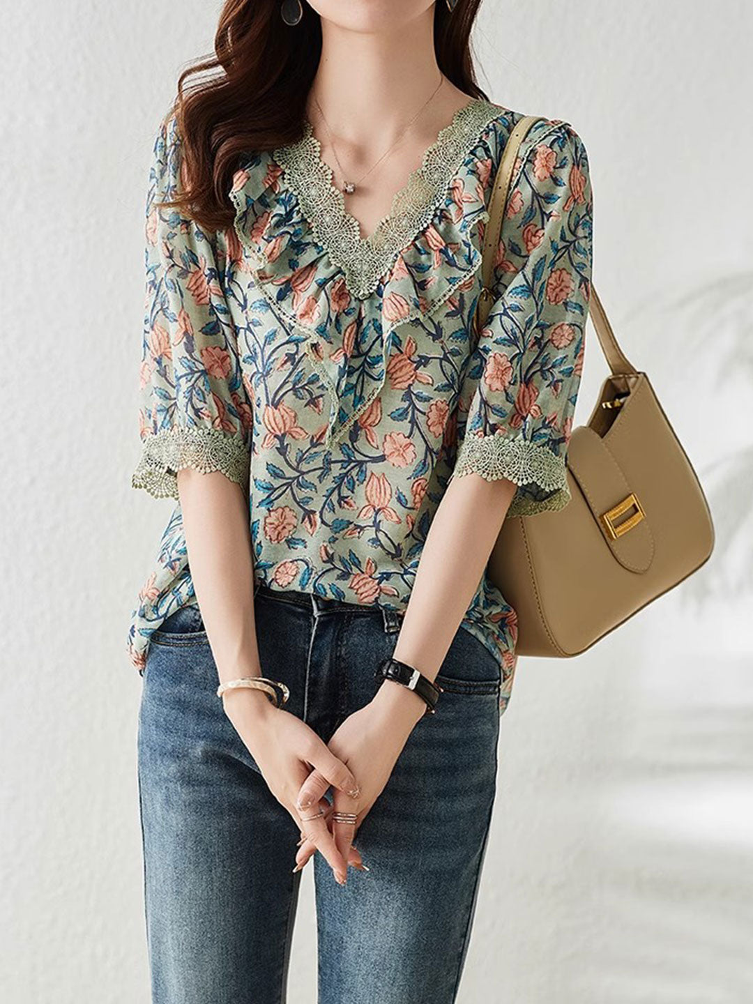 Alyssa Classic Floral Chiffon Shirt