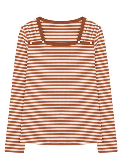 Ava Casual Square Neck Striped Top