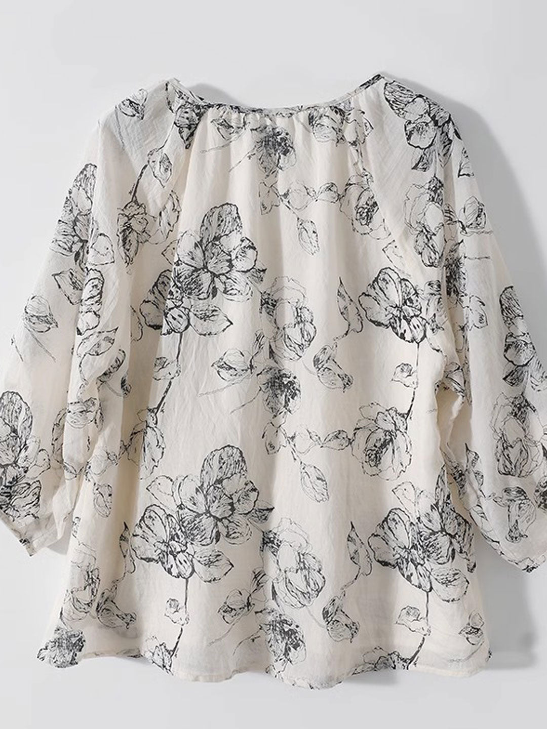 Chloe Retro Crew Neck Printed Blouse