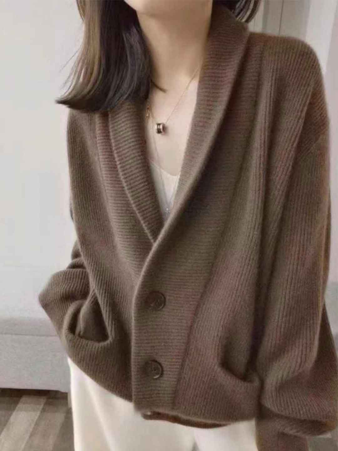 Kylie Loose Lapel Knitted Cardigan Sweater