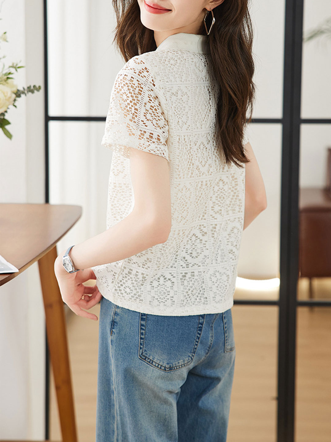 Ava Elegant Lace Hollowed Top