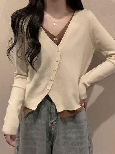 Samantha Classic V-neck Irregular Cardigan