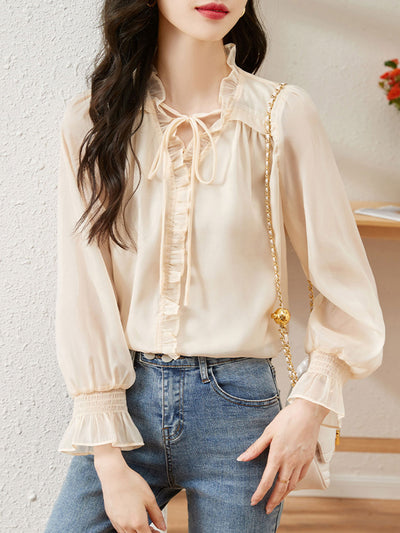 Alexis Retro Ruffle Balloon Sleeve Blouse