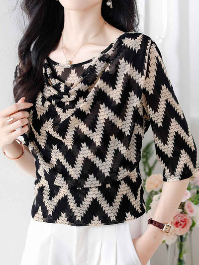 Sydney Slim Crew Neck Chiffon Top