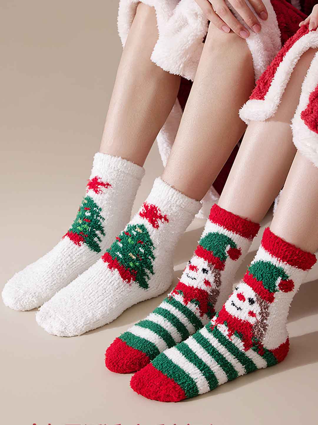 Christmas Couple Coral Fleece Socks
