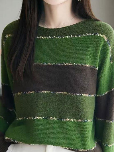Molly Loose Crew Neck Contrastted Knitted Sweater