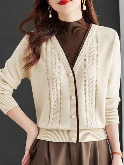 Valeria Loose Turtleneck Mock Two-Piece Knitted Sweater