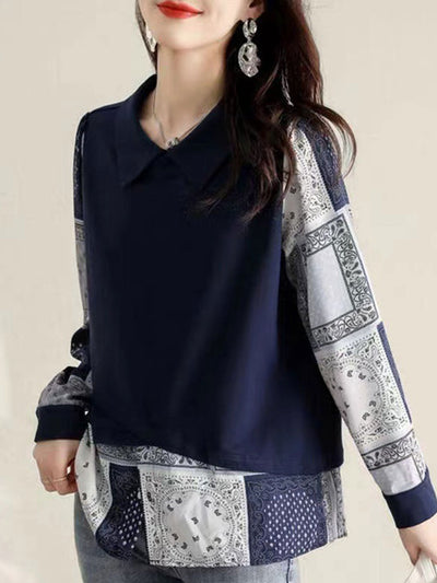 Zoe Casual Contrasting Chiffon Pullover Shirt