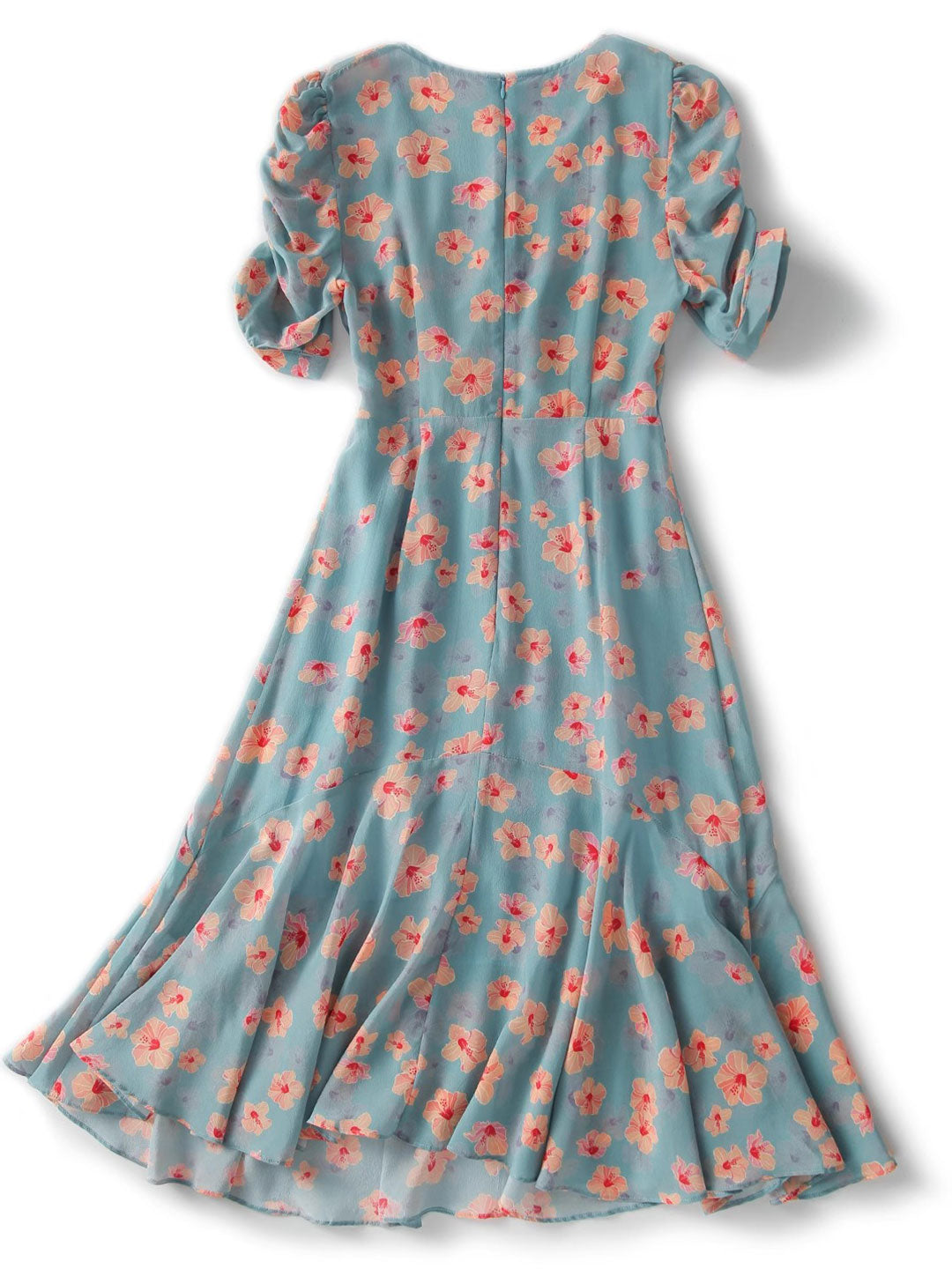 Kayla Classic V-neck Ruched Floral Dress