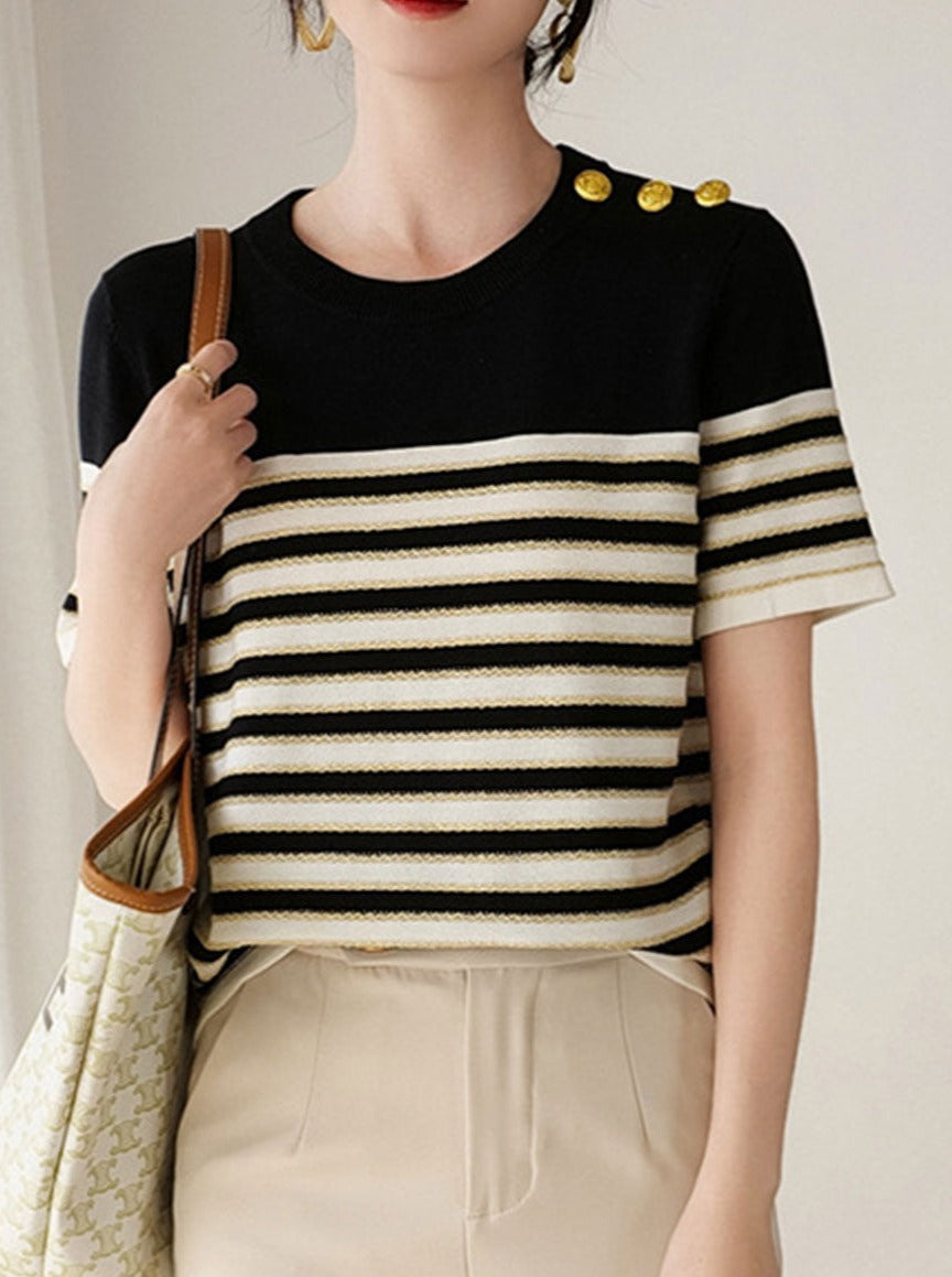 Ava Casual Loose Striped Knitted Top