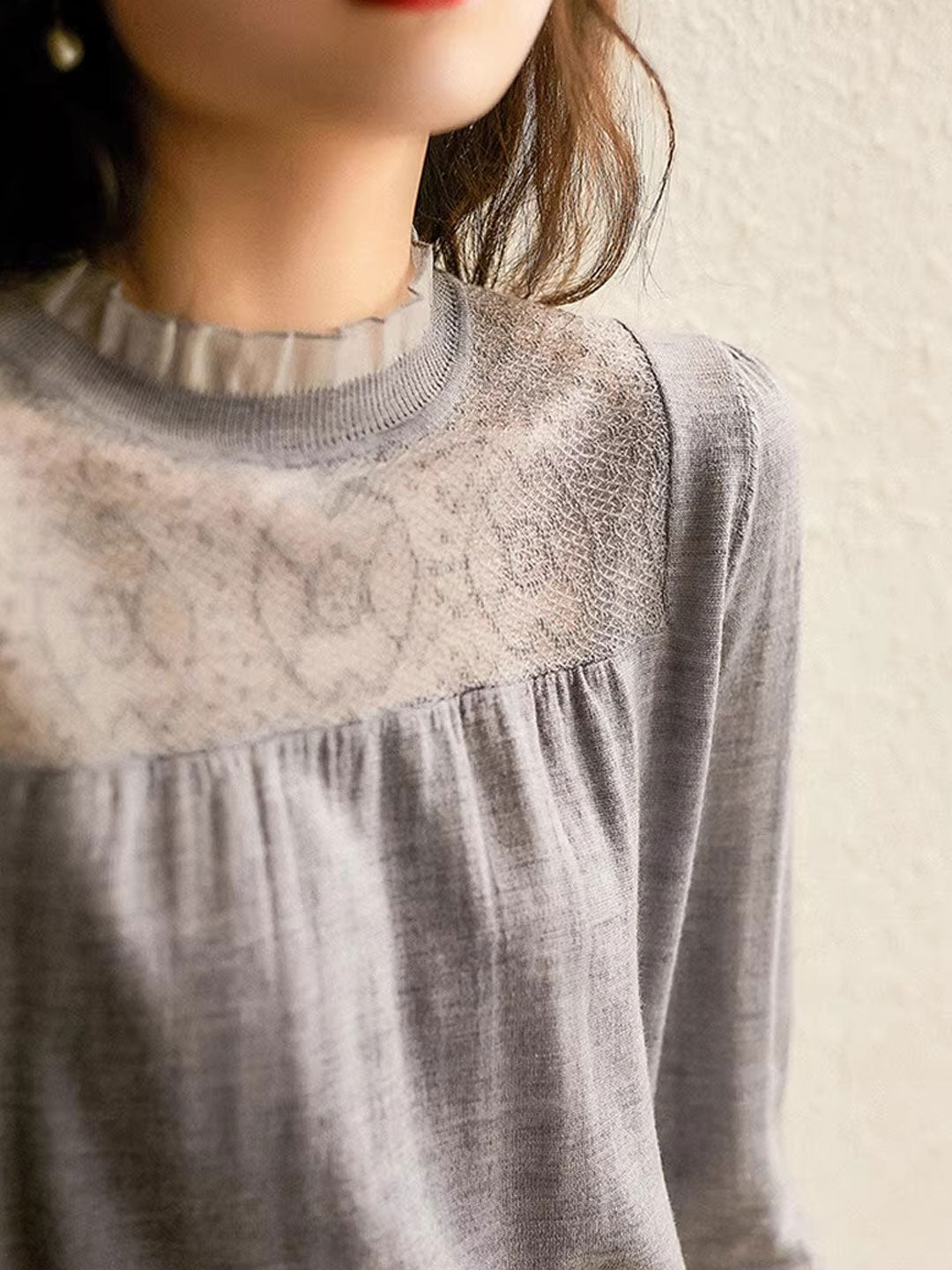 Ava Retro Auricular Collar Hollowed Knitted Top