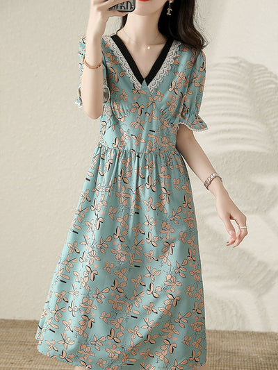 Olivia Retro Lace Printed Panel Dress