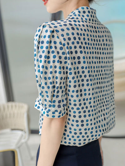 Morgan Retro Polka Dot Puff Sleeve Top