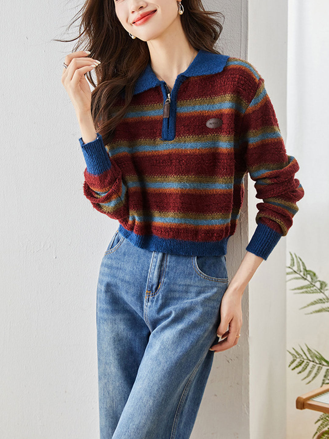 Sarah Casual Striped Pullover Knitted Sweater