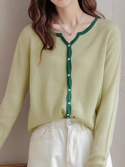 Madison Classic V-Neck Colorblock Knitted Sweater