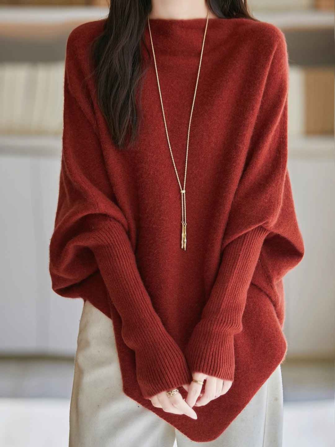 Lily Loose Irregular Knitted Cape Top