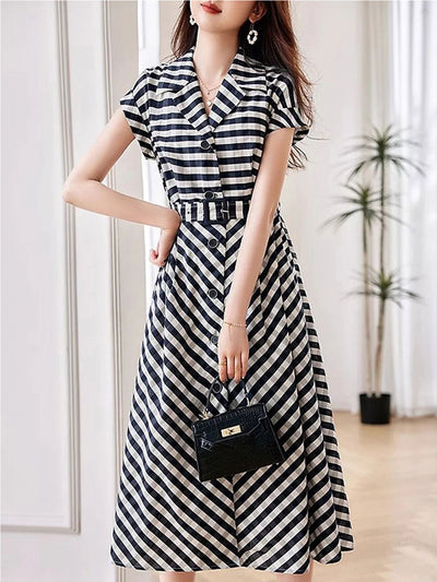 Alexis Elegant V-neck Textured Dress