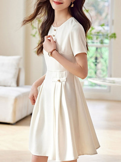 Camila Classic Crew Neck Solid Color Dress