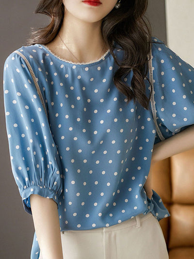 Jessica Classic Polka Dot Loose Chiffon Top