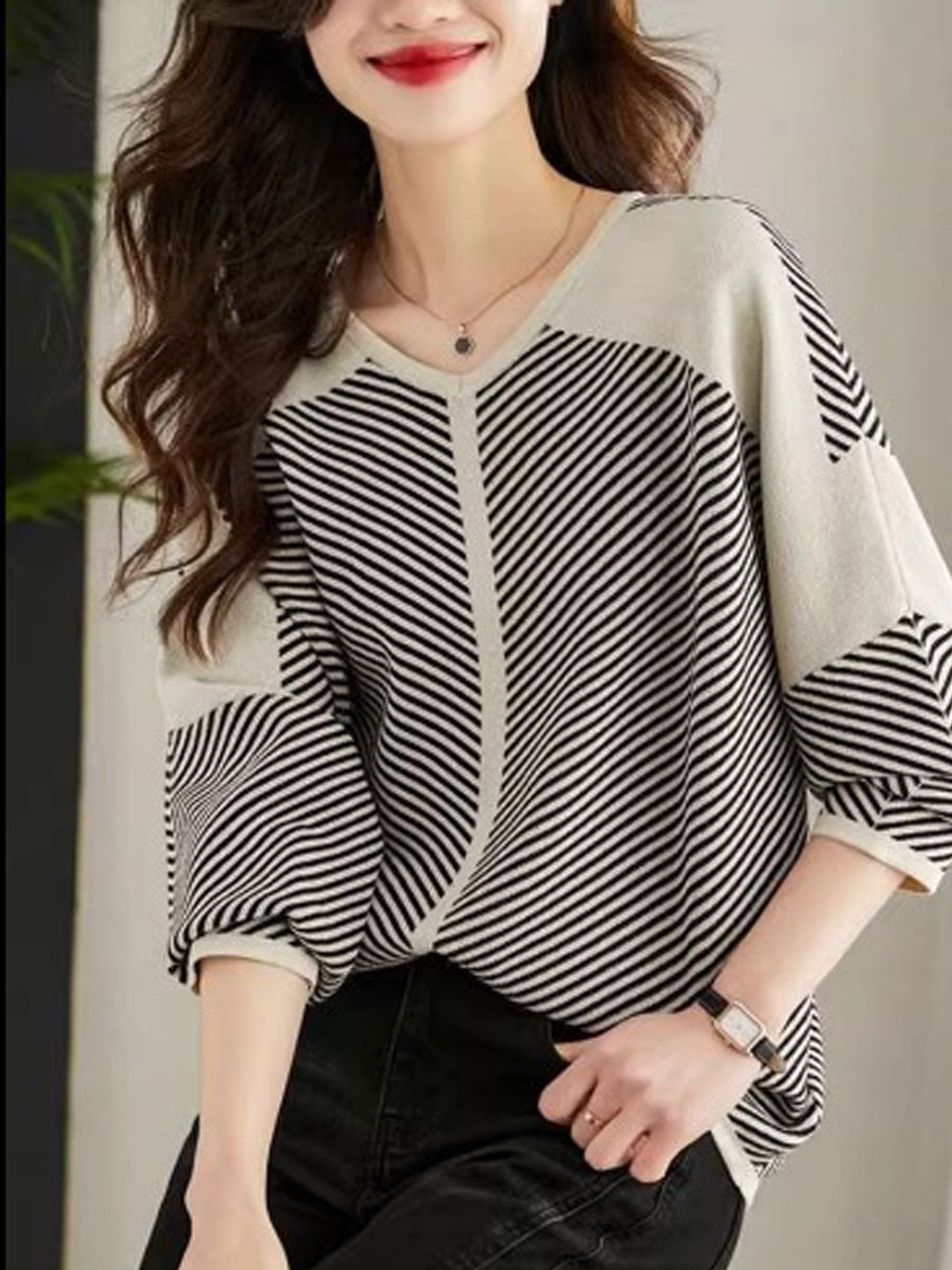 Sarah Loose Striped Knitted Top