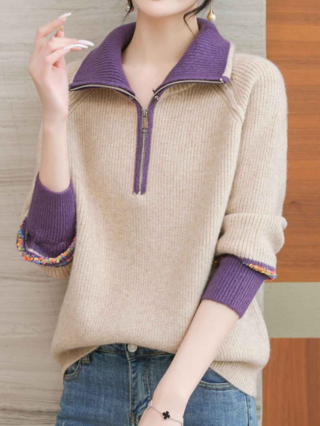 Madeline Loose Lapel Knitted Pullover Sweater