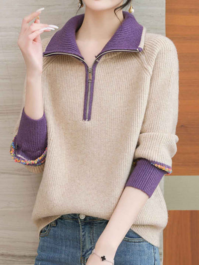Madeline Loose Lapel Knitted Pullover Sweater