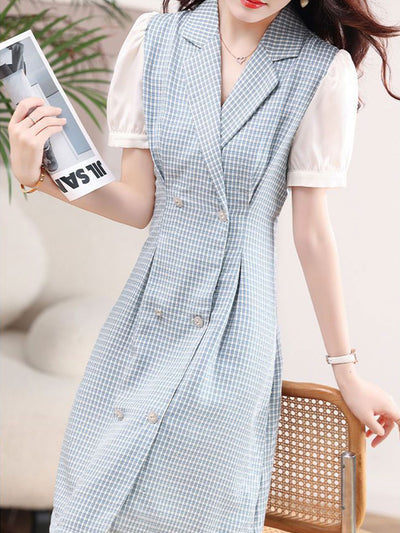 Madeline Classic Plaid Suit Panel Dress