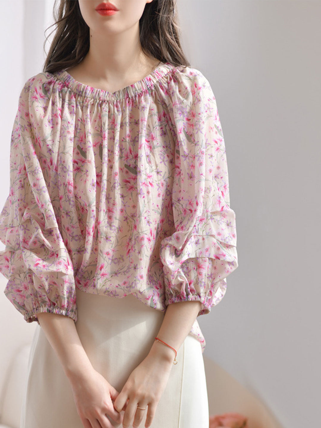 Emma Casual Puff Sleeve Off Shoulder Floral Top