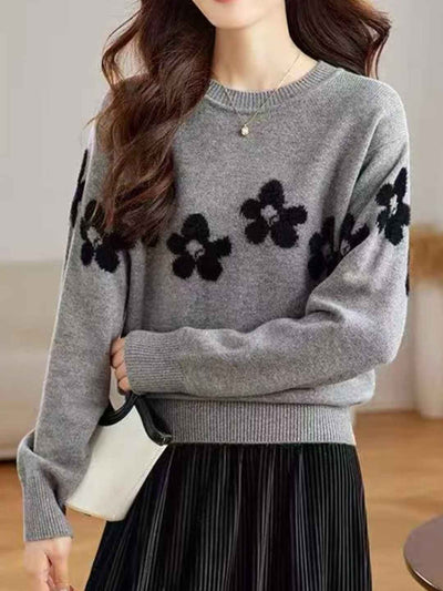 Sophia Loose Crew Neck Ribbed Knitted Sweater