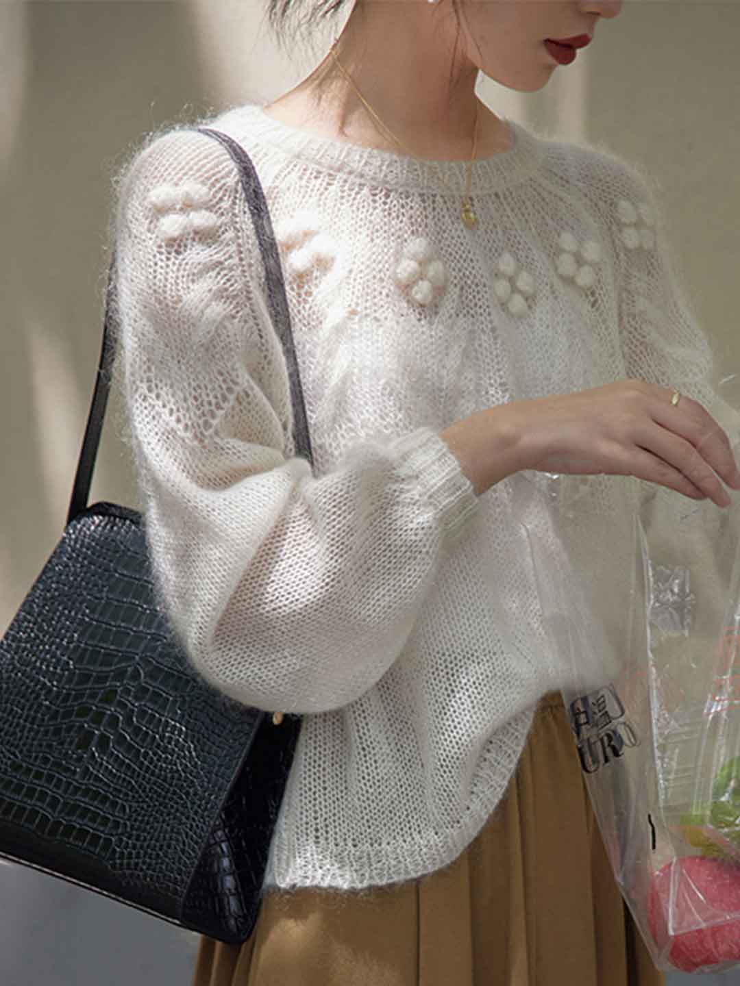 Alexis Loose Crew Neck Pullover Knitted Sweater