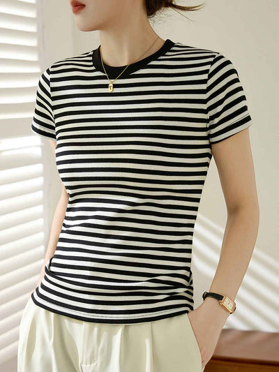 Madelyn Retro Contrast Slim Striped Top