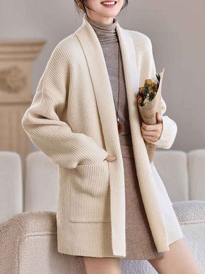 Emily Classic V-Neck Thick Knitted Coat