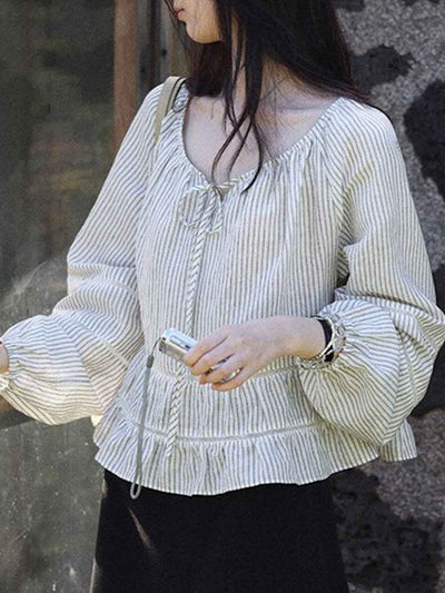 Sarah Loose Crew Neck Striped Shirt